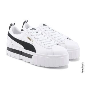 Puma White and Black MAYZE Platform Sneakers